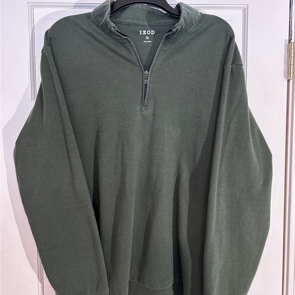 IZOD Men's Olive Zip-Up Sweater XL